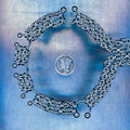 PRODUCT SHOT CLOSEUP SCAN OF DRIFTING WAVE COLLAR NECKLACE 304 STAINLESS STEEL CHAIN MAILLE JEWELRY XS BYZANTINE WEAVE BULLRING HORSESHOE PIERCING ACCENTS
